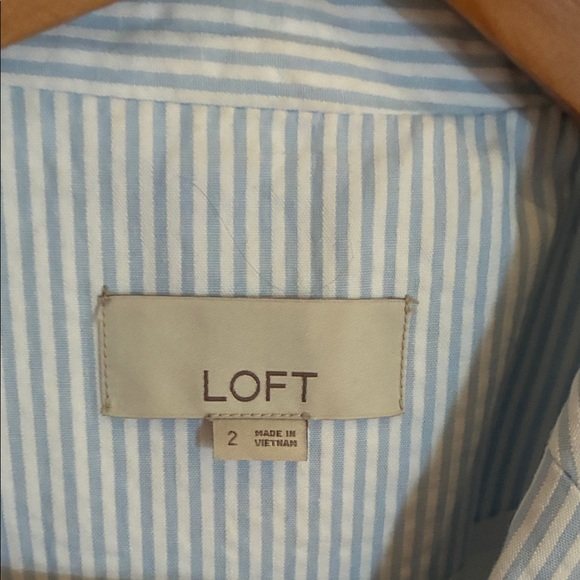 LOFT Women's Pinstripe Blazer - White and Blue - Picture 4 of 7